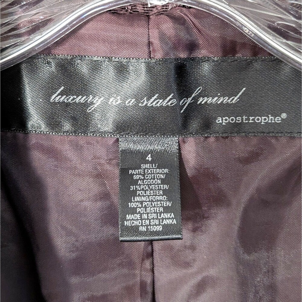 Apostrophe Women's Size 4 Brocade Satin Blazer Purple Whimsygoth Day to Evening - Picture 3 of 16
